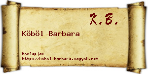 Köböl Barbara névjegykártya